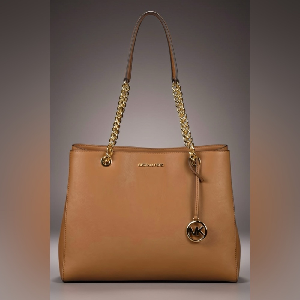 NWT Michael Kors Susannah Brown Leather Tote Bag